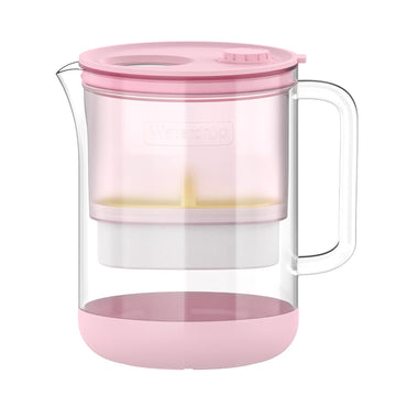 Waterdrop Glass Water Filter Pitcher with 1 Filter, Eco-Friendly, with NSF 53&42&372 Certified Filter, 7-Cup, Reduces PFOA/PFOS, Chlorine, Cadmium, Copper, Mercury, BPA Free, Easy to Clean, Pink