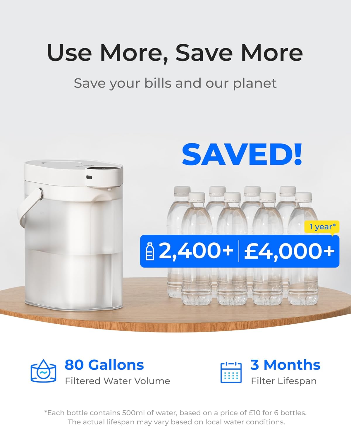 Waterdrop Rechargeable Water Filter Dispenser, WD-ED11W