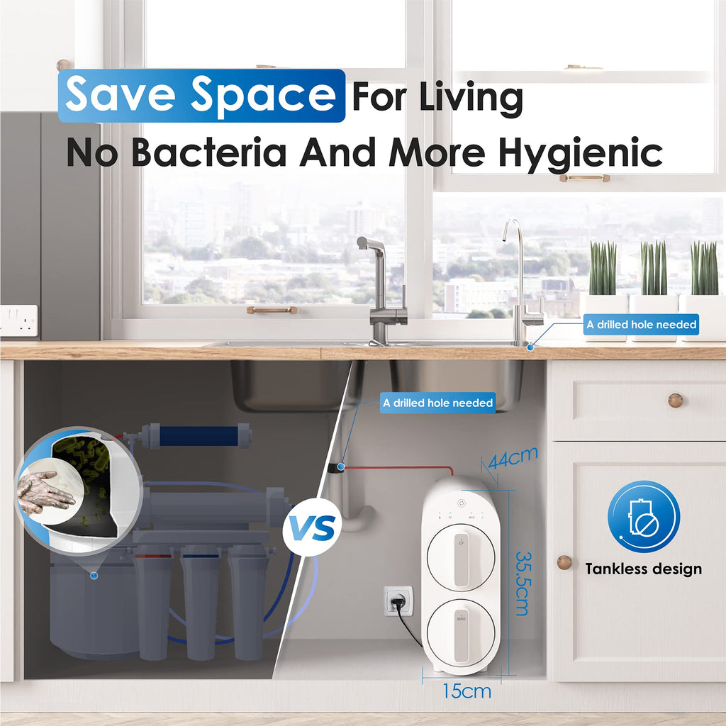Waterdrop G2P600 Tankless RO Water Filtration System – 600 GPD Fast Flow for Home Use