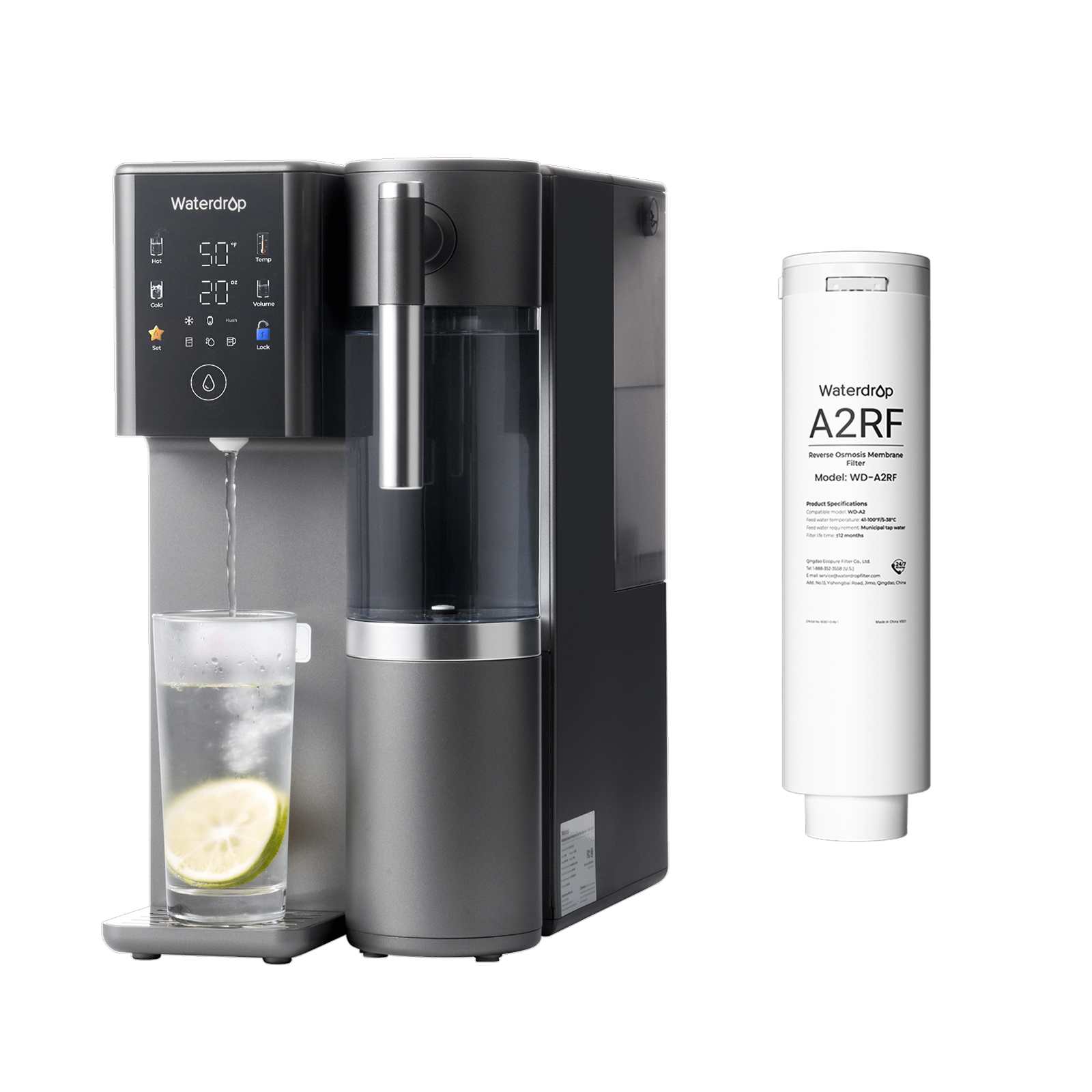 Waterdrop A2 Reverse Osmosis Hot Cold Water Dispenser with Replacement Filter Combo