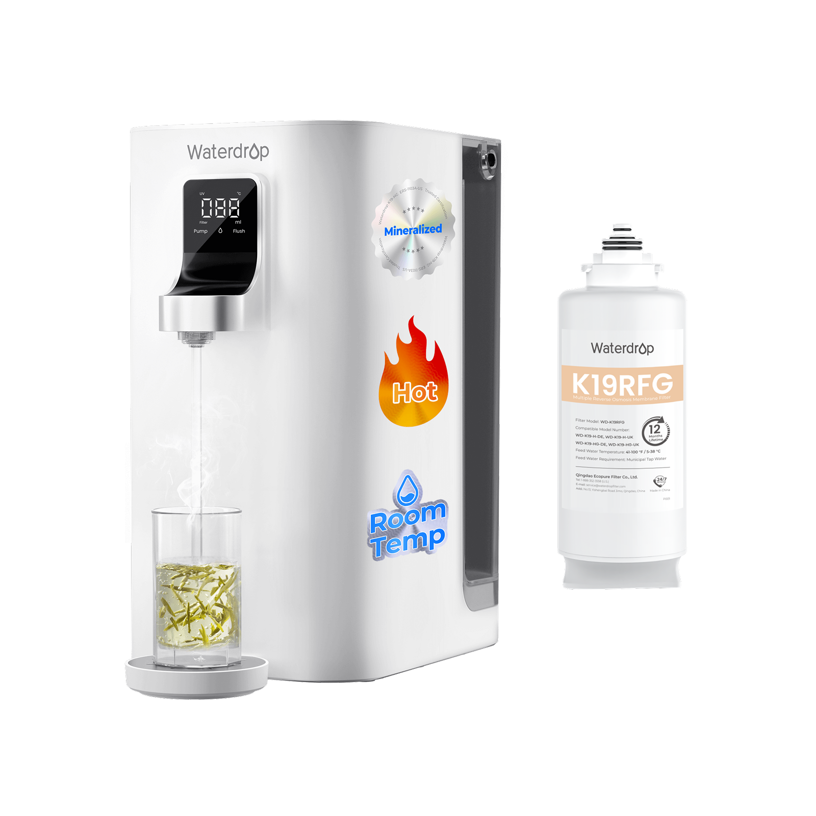 Countertop Hot Water Reverse Osmosis System | Waterdrop K19-H
