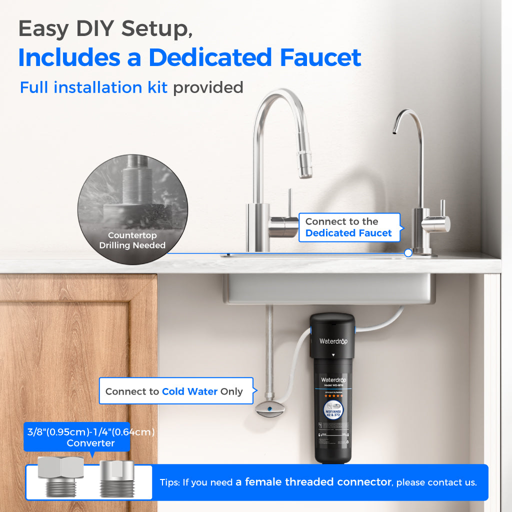 Waterdrop UB Undersink Water Filtration System With Dedicated Faucet