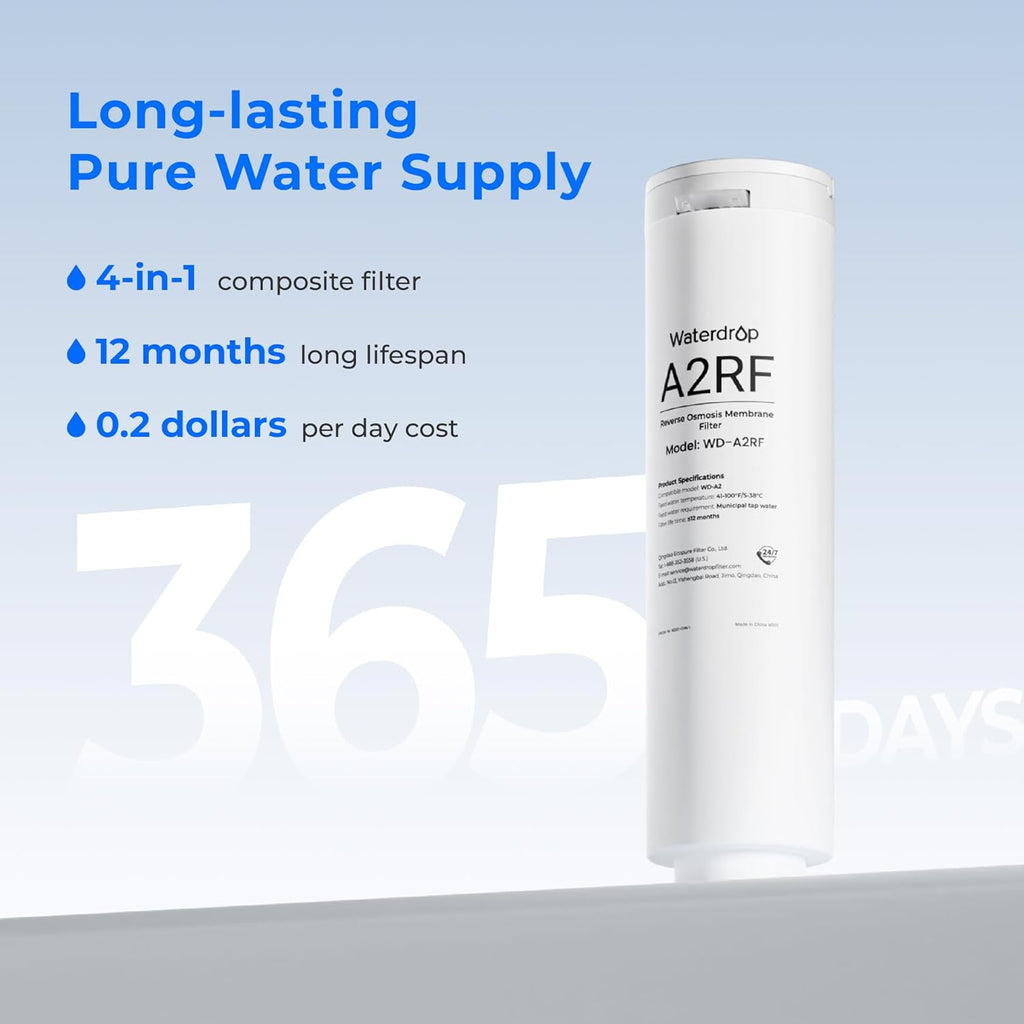 WD-A2RF Filter for Waterdrop A2 Reverse Osmosis System, 2-YEAR COMBO