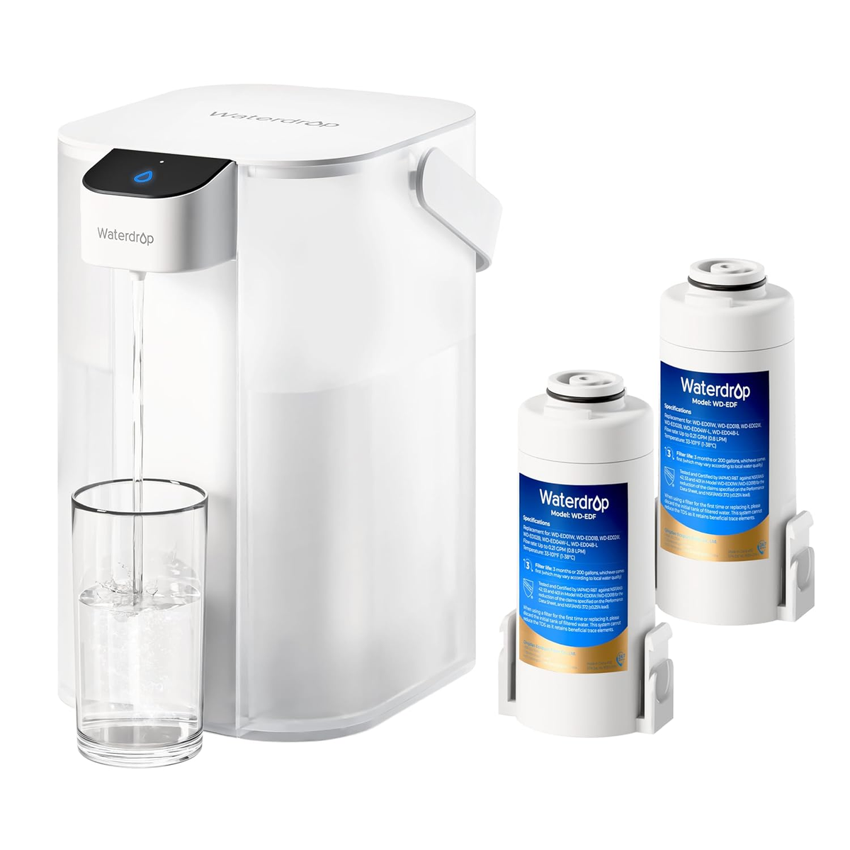 Waterdrop ED01W Instant Electric Water Filter Jug with 3-Month Filter*2