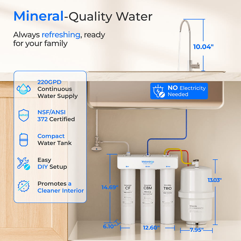 Waterdrop WD-T3-T Remineralization Reverse Osmosis System with Water Tank