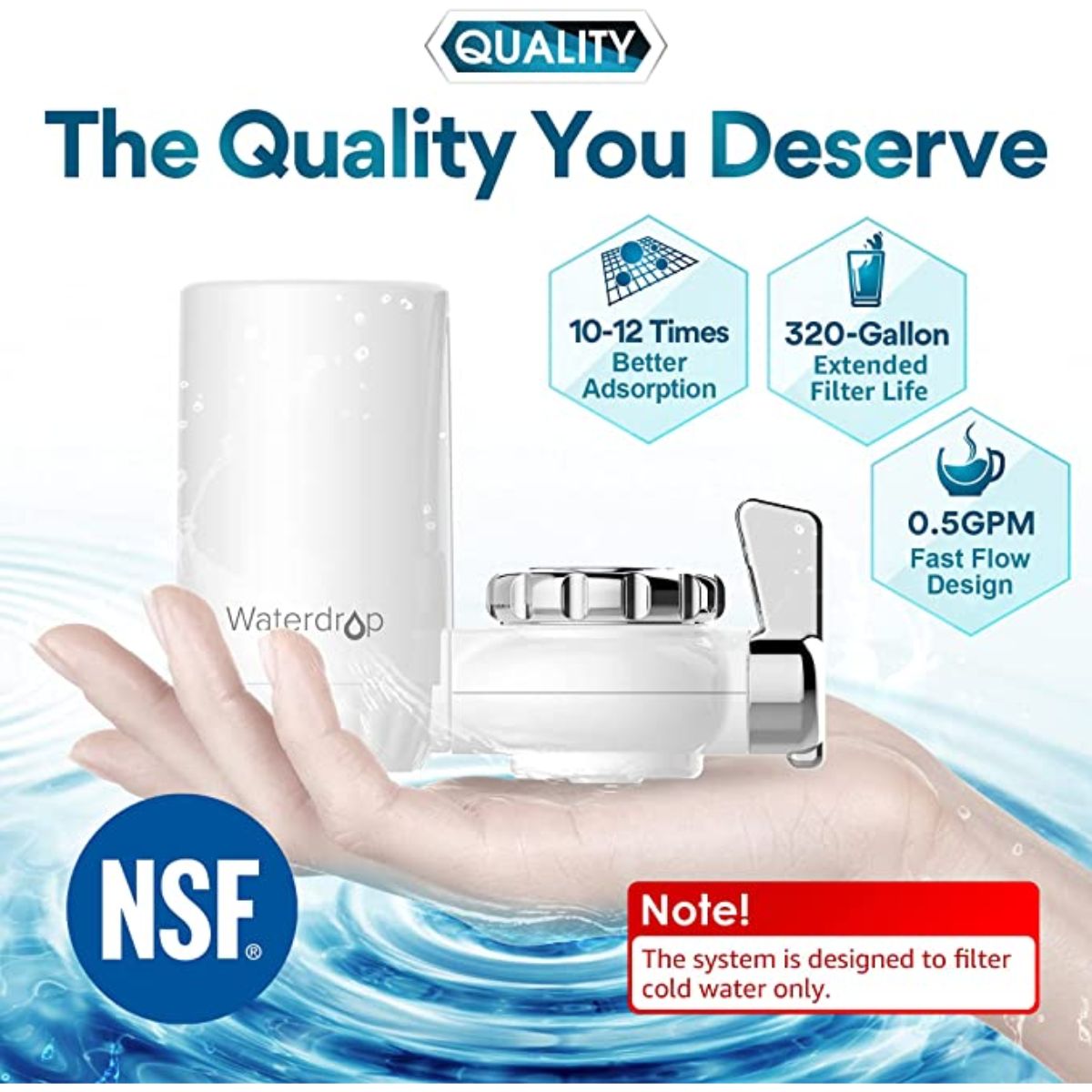 Waterdrop NSF Certified 1200L LongLife Water Filter Taps Carbon Fib