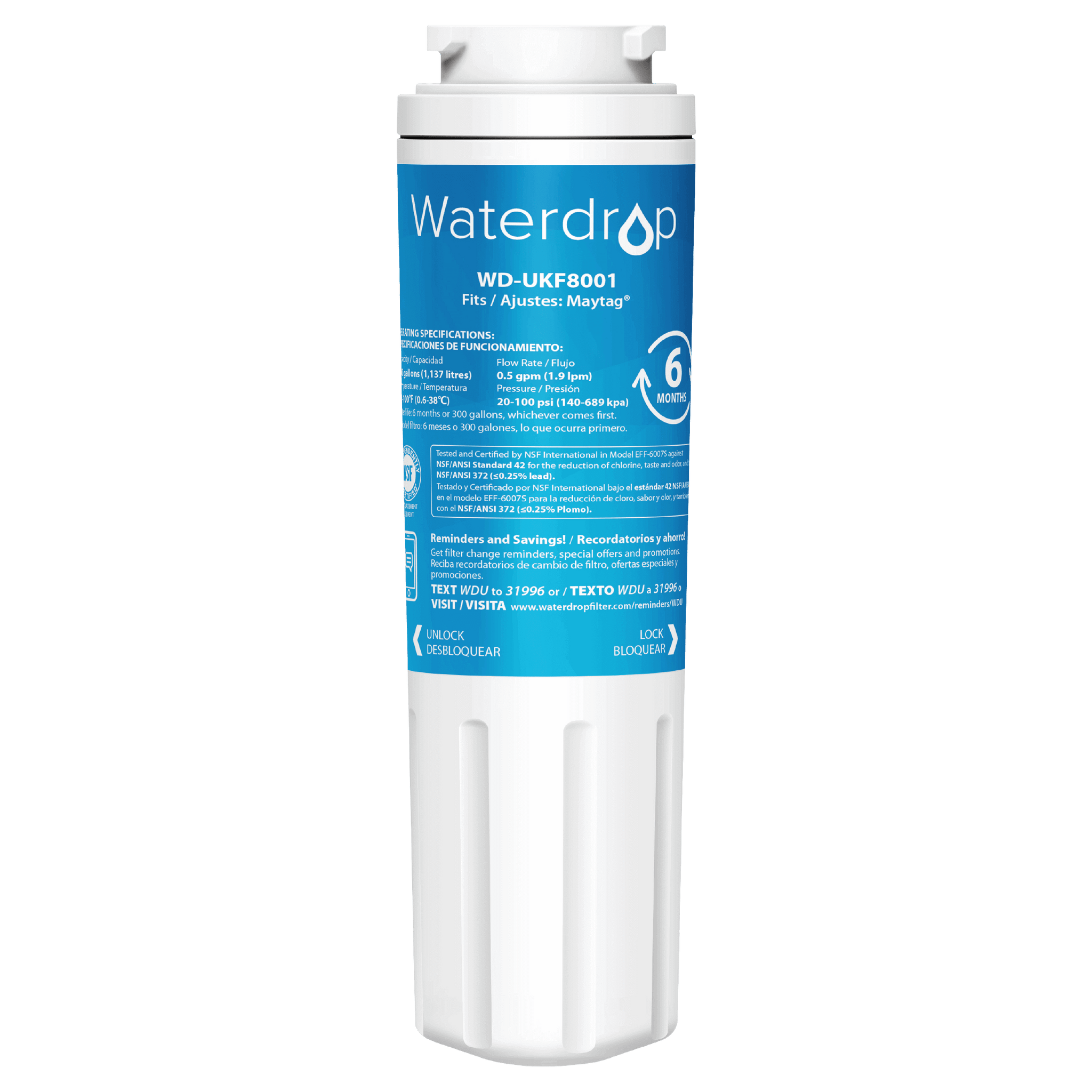 Waterdrop Replacement for Everydrop Filter 4, UKF8001 Refrigerator Water Filter